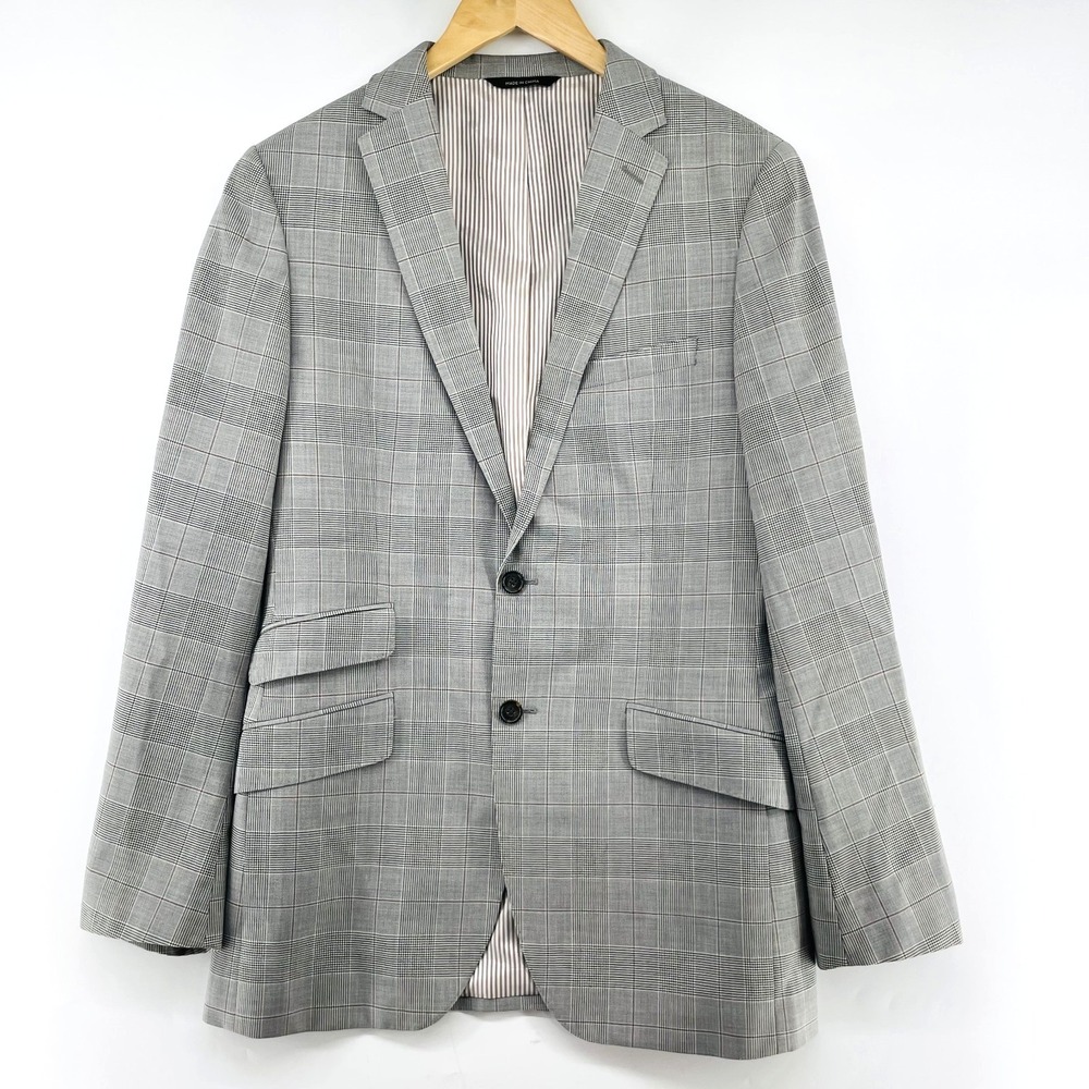 Banana‎ Republic Blazer Men 40L Modern Slim Fit Glen Plaid Italian Wool Gray